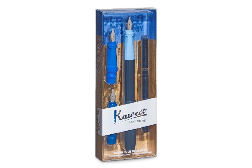 Kaweco Perkeo Calligraphy Fountain Pen Set - Blue - The Goulet Pen Company